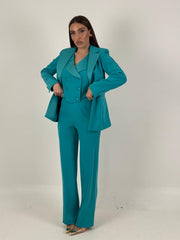 Tailleur NABY - Tailleur sartoriale tre pezzi, panciotto doppio petto giacca e pantalone palazzo
